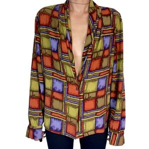 Nicola Vintage multi colored box pattern button down